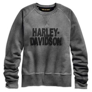 Harley-Davidson Women Gray French Terry Felt Letter Logo Crewneck Sweatshirt S